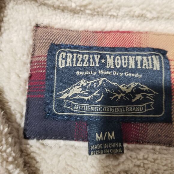 Grizzly Mountain Shirt Mens Medium Plaid Flannel Thermal Lined Jacket Snap Up - Picture 3 of 10